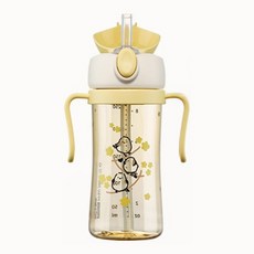 BEBE PICK 孩童一鍵式按壓彈蓋PPSU吸管水杯, 1個, 金盞花長尾山雀, 250ml