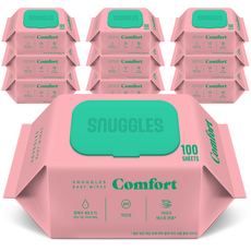 스너글스 컴포트 유아용 저자극 아기물티슈 캡형, 10팩, 100매, 55g
