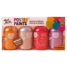 Mont Marte 蒙瑪特 250ml廣告顏料4色組-金屬色mpst4003, 1入, 250ml