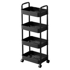 小麥購物 小推車置物架 C374 1165g, 黑色, 4層