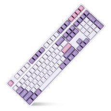 MONSTARGEAR 132鍵 Cherry 韓文 PBT 客製化點綴 韓英 鍵帽, 白色 + 紫色, 紫色蝴蝶