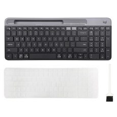 로지텍 K580 멀티 디바이스 블루투스 무선 일반형 키보드 + 한글 키스킨 + 청소솔 세트, 그래파이트, Y-R0074 / K580