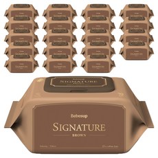 베베숲 시그니처 브라운 물티슈 캡형, 65g, 70매, 20개