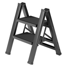 KOKIRI LIVING 鋁製霧面折疊梯 2階 黑色, 1個