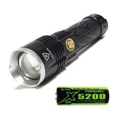 브론코 LED 후레쉬 손전등 충전식 줌라이트 XHP90+배터리 26650, 블랙, 1세트