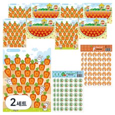 Superssam 雙面獎勵紅蘿蔔西瓜貼紙板 9p+ 紅蘿蔔貼紙 3p + 西瓜貼紙 3p 套組, 2套, 混合顏色