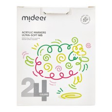 mideer 速乾丙烯麥克筆 軟毛頭 24色, 綜合色, 24支