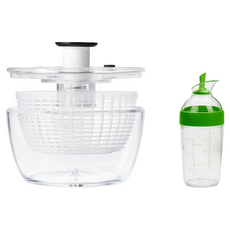 OXO 沙拉高手料理組 按壓式蔬菜香草脫水器 + 搖搖杯, 1組, 單一顏色