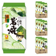 橘平屋 岩燒海苔 原味 清香麻油精緻烘烤 細緻清脆, 12.6g, 3袋