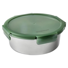 Corelle Brands 康寧餐具 Snapware Eco Fresh 可微波 316 不鏽鋼保鮮盒 1550ml, 不鏽鋼 銀色 + 綠色, 1個