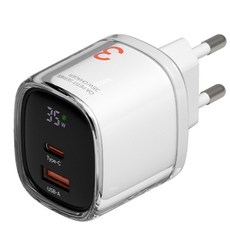 oa Petit Charger 35W GaN PD 3.0 PPS 2孔高速雙孔迷你多功能充電器, 1個, 白色