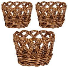 house recipe. PP藤編小物籃, 棕色, 3個