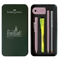 Faber-Castell 書寫工具握把圓珠筆禮品套裝, 1組, Rose Shadow(圓珠筆)+隨機出貨(鉛筆+38號螢光筆+橡皮擦)