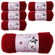 CLEAN 克林 瞇瞇兔抹布 潮紅, 6條