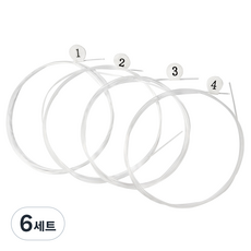 케나즈 우쿨렐레스트링 4종 세트, KUST005, 6세트, 화이트