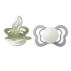 BIBS COUTURE矽膠安撫奶嘴 夜光款 2入, 6~18個月, 灰綠色 + 雲灰色, 1組