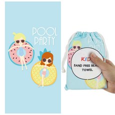 하늬통상 아동용 샌드프리 사각 비치타올, 풀파티, 1개