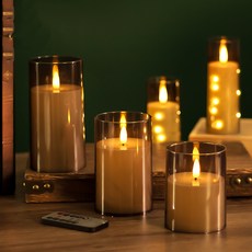 現代 Holic LED 蠟燭蠟燭茶燈 10cm + 12.5cm + 15cm 套裝, 黃金