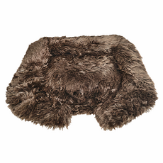 柔軟寵物毛絨床 M 60*48*15CM 長毛絨布+防滑底布+PP棉, 咖啡色, 1個