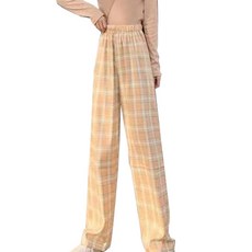 구디프 여성용 레이디 양기모 체크패턴 하이웨이스트 밴딩 이지웨어