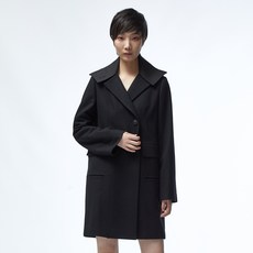 쿠만YHJ 여성용 스트럭처 하프 더블 울 블렌드 코트