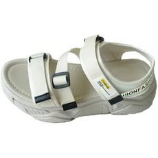 Bella Noi女款腳背調節魔鬼氈增高休閒運動涼鞋 5cm, 米色, 240