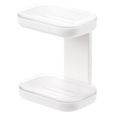 懶角落 浴室壁掛皂盒 雙格裝 承重穩固, 白色, 1個