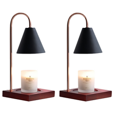 理享家 可調光 + 定時 融蠟燈 經典造型蠟燭燈 + 鹵素燈泡 2個, 黑色