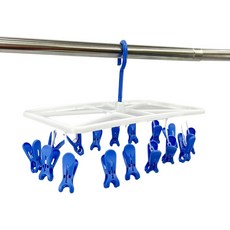 衣世代雙色方型吊襪架 曬衣夾 晾衣夾 16夾, 1組, 雙色