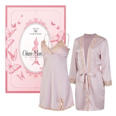 Glam Moment [盒裝] Dress-up 女款可拆卸罩杯迷你細肩帶睡裙 + 睡袍套組