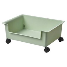 BF088 書本收納盒 帶輪 PP材質, 綠色, 1個