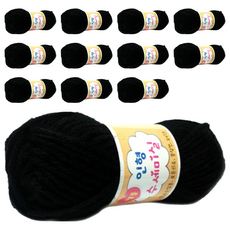 Happysil 名品 娃娃 菜瓜布 亞克力 編織線 4入, 136黑色, 12個