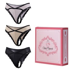Glam Moment 時尚丁字褲3件組, 粉色, 黑色, 米色