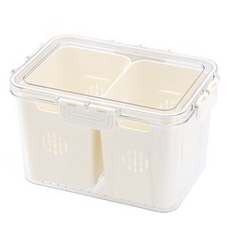 生活采家 加厚分格瀝水保鮮盒 高款2分格, #75002 24 x 17 x 14.2cm 582g 3L, 1個