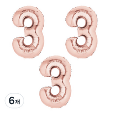 LivingDA 數字鋁箔 3 大, 玫瑰金, 6個