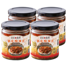 自在食刻 剝皮酸辣魚, 噴香魚肉燥，台灣黑皮旗魚製成, 240g, 4罐