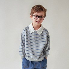 WALTONKIDS 男童混搭條紋翻領T恤