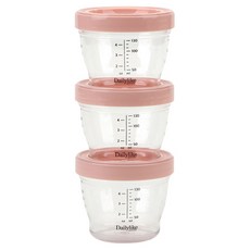 Dailylike Bonbon Tritan副食品刻度密封保鮮罐, 草莓粉, 130ml, 3個