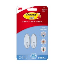 3M Command 無痕 掛鉤 小型, 透明, 2個