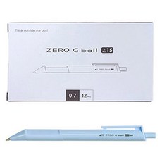 제로지볼 볼펜 0.7mm, 7D 라이트블루바디(블랙잉크), 12개