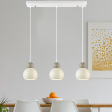 Camida 卡米達 柯爾 3燈直排吊燈 CA4203-3PL, 簡約現代風格，適用於餐廳客廳, 白色
