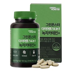 그린몬스터 다이어트 14 in 1 녹차카테킨 1000+, 56정, 1개