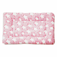 毛皇上 加厚寵物保暖墊 法蘭絨拼羊羔絨 貓咪/狗狗等寵物通用, 89 x 68cm, 柔粉白星, 1個