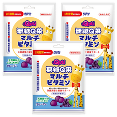 RISAL 小兒利撒爾 Quti無糖Q菓 葡萄, 天然水果來源果膠基底, 每粒添加12種綜合維生素, Q彈新食感, 無人工色素、無防腐劑, 37.5g, 3袋