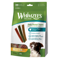 WHIMZEES 唯潔 Stix 潔牙骨 420g 14支裝 適用於12-18公斤中型犬 每日潔牙點心 減少牙菌斑和牙垢, 1包