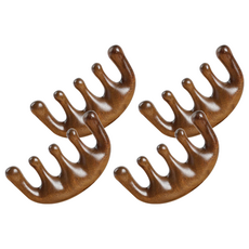 QIDINA 多功能經絡按摩梳 圓潤齒 厚實梳背, 4支, 檀木