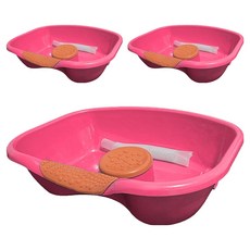 디어모모 노인 환자용 임산부 머리감기 샴푸 대야 세발기, 핑크오렌지, 3개