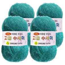 yarna 대용량 고급 수세미 뜨개실 100g, 111애메랄드, 4개