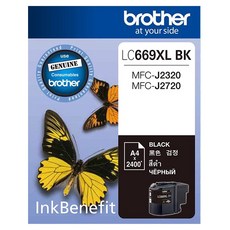 brother 兄弟牌 原廠墨水匣 LC669XL-BK 黑色 (台灣公司貨)適用於MFC-J2320 MFC-J2720, 1個