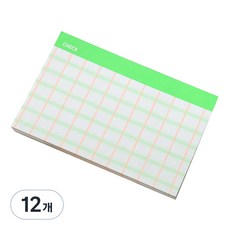 비팬시 하이라이트 메모패드 떡메모지 W 체크, 형광, 60매, 12개